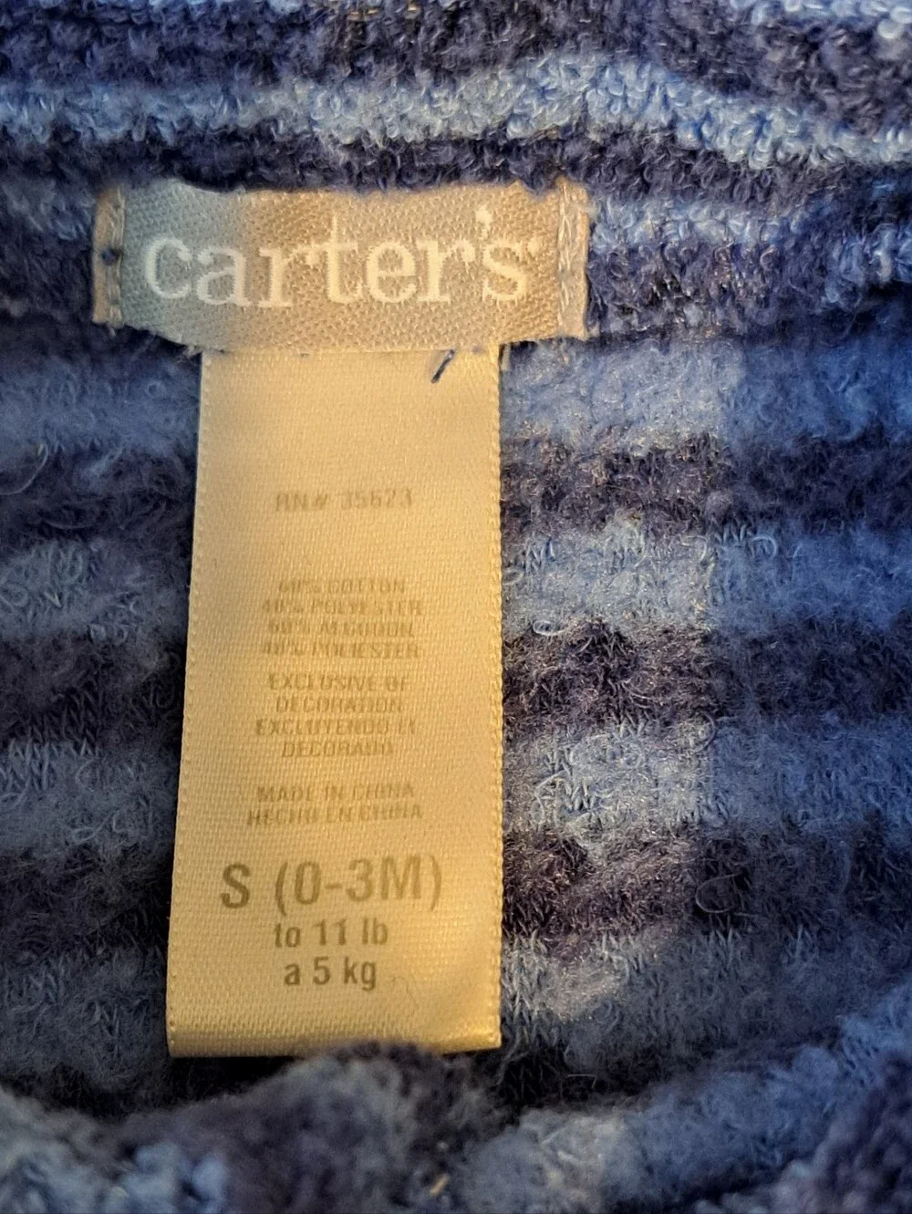 Baby Boys Footed Sleeper Size 0/3 Months Carter's Blue